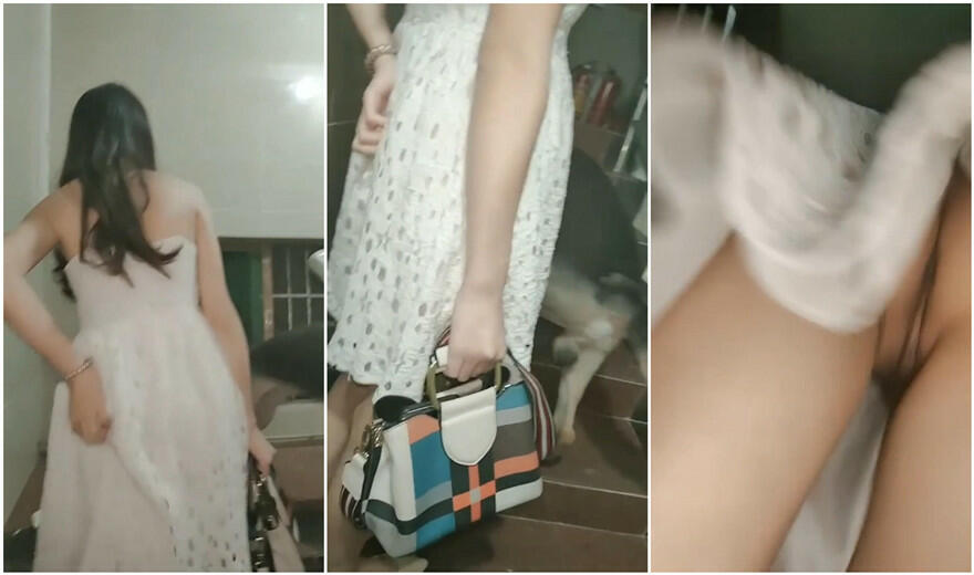 楼上的大美女刚刚遛狗回来❤️一弯腰竟然看到她没穿内裤大肥B出现在眼前