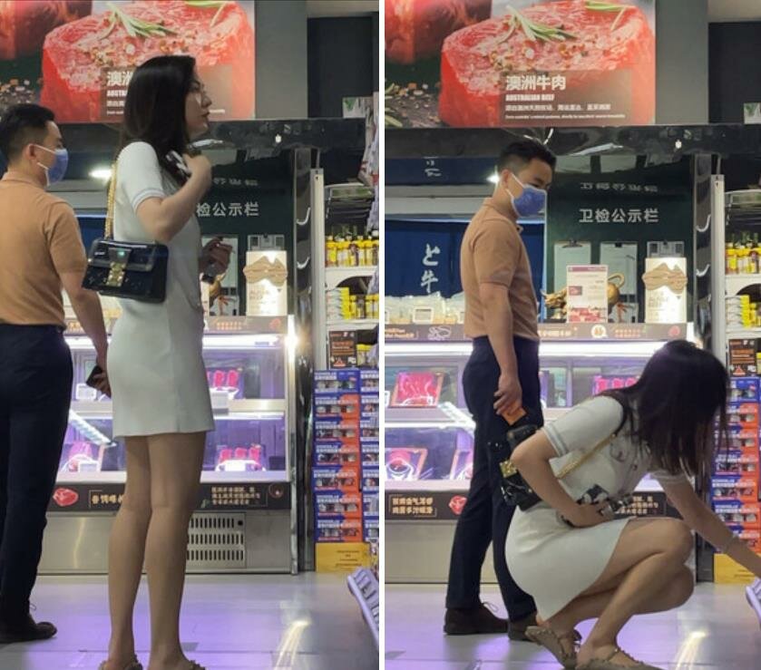 商场偷拍短裙靓女逛街粉色透明内内露出一片黑森林❤️UR级！极品华伦天奴少妇撅屁股怼镜头