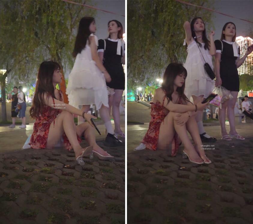 大神夜市尾随偷拍美女❤️吊带裙憨憨萌妹裙子被包掀起蕾丝粉内露给大家看亮闪闪包臀裙小姐姐被抄底骚窄内身材比例极好