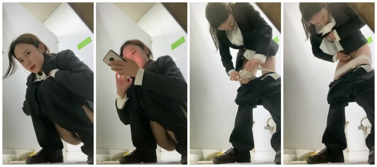 《极品CP☀️魔手☛外购》美眉较多的商场女厕逼脸同框偸拍多位小姐姐方便，工作制服美女仔细观察内裤上的分泌物